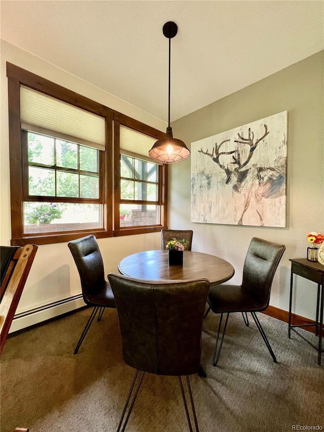 2104 Blue Sky Trl Unit 2-104, Granby, CO 80446 - carpeted dining area featuring baseboard heating and healthy amount of natural light