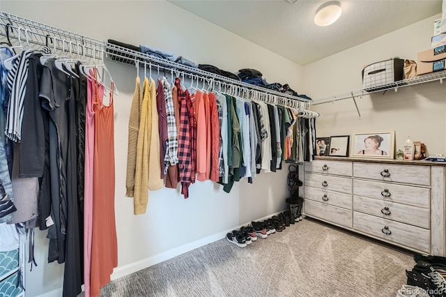 spacious closet with carpet floors