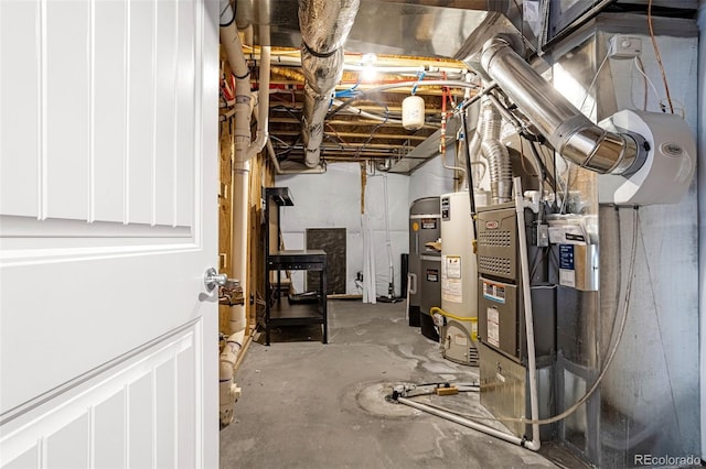 utility room with water heater