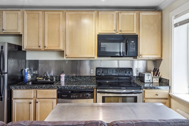 1450 Albion St Unit 206, Denver, CO 80220 - kitchen with stainless steel appliances, light brown cabinets, and tasteful backsplash