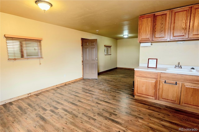 kitchen featuring sink and dark hardwood / wood-style flooring