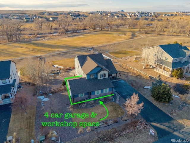 aerial view with a rural view