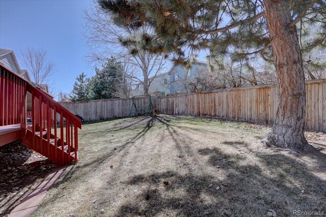 view of yard featuring a fenced backyard