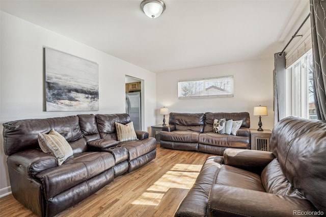 living room featuring light wood-style flooring