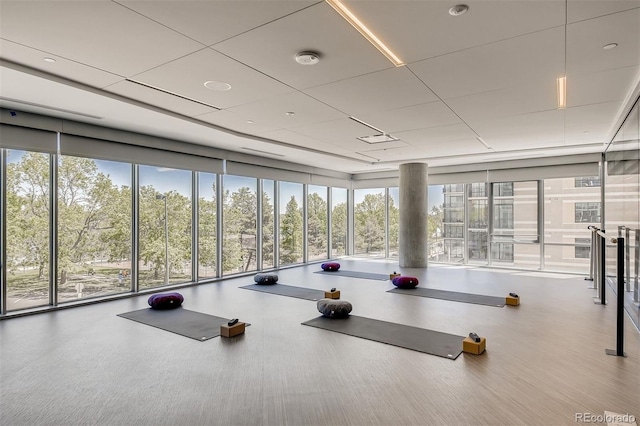 gym featuring expansive windows