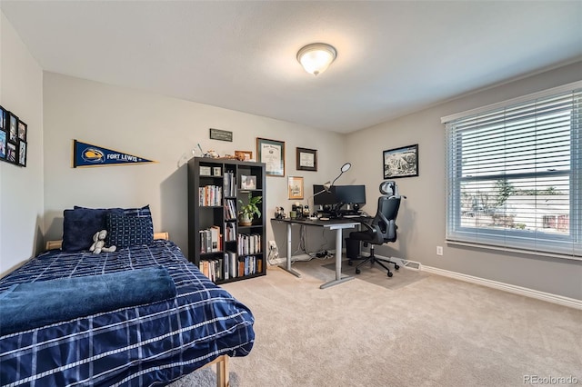 carpeted bedroom with baseboards