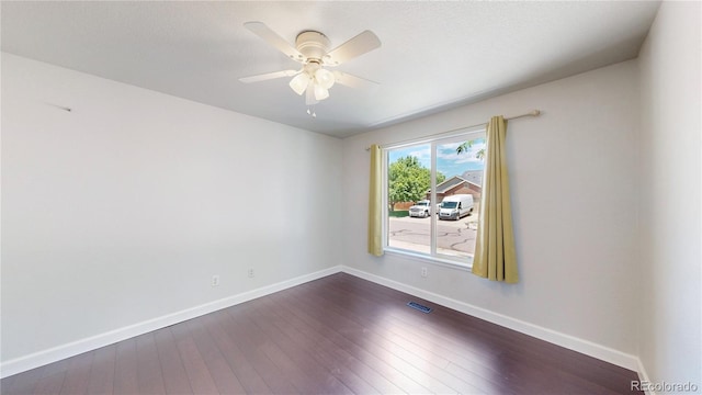 1936 E 144th Dr, Thornton, CO 80602 - spare room featuring a ceiling fan and dark wood-style flooring
