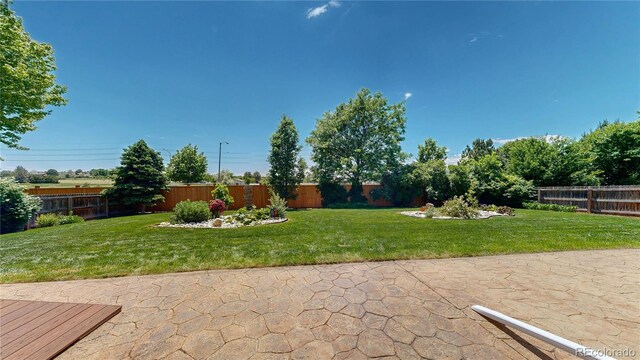 1936 E 144th Dr, Thornton, CO 80602 - fenced backyard with a patio area