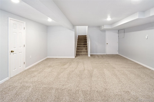 10511 Jaguar Gln, Lone Tree, CO 80124 - finished basement with carpet floors, stairway, and baseboards