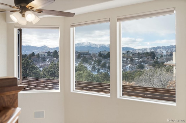 interior space featuring a mountain view