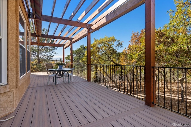 deck featuring a pergola