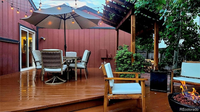 17372 E Prentice Cir, Centennial, CO 80015 - deck with outdoor dining area and a fire pit