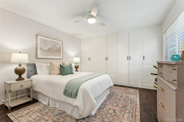 517 Chiswick Cir, Highlands Ranch, CO 80126 - bedroom with dark wood-style floors and ceiling fan