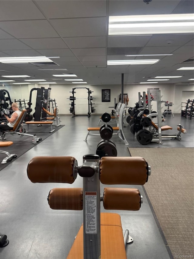 517 Chiswick Cir, Highlands Ranch, CO 80126 - gym featuring a paneled ceiling