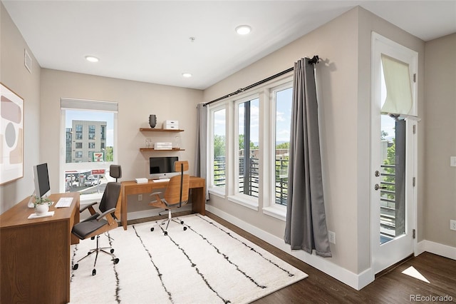 2374 S University Blvd Unit 202, Denver, CO 80210 - home office with wood finished floors, baseboards, and recessed lighting