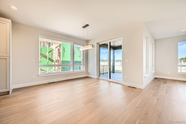 interior space featuring plenty of natural light and light hardwood / wood-style floors