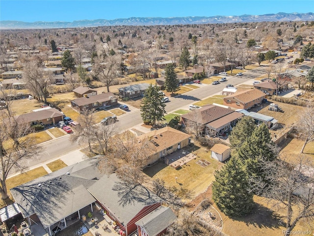 birds eye view of property featuring a residential view and a mountain view