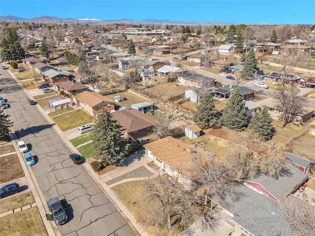 bird's eye view with a residential view and a mountain view