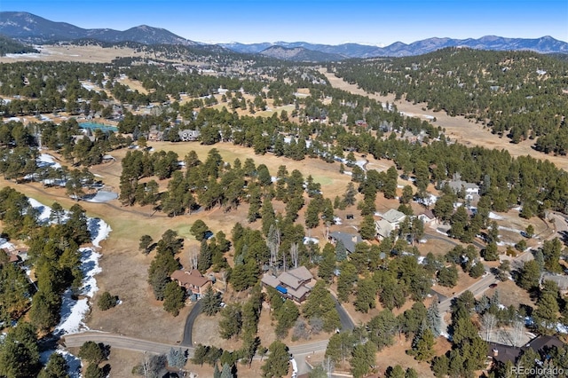 birds eye view of property featuring a mountain view