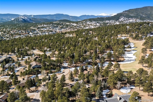 aerial view with a mountain view