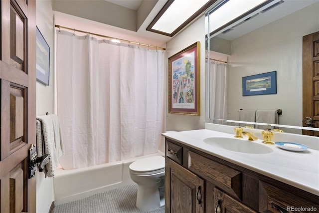 2851 Interlocken Dr, Evergreen, CO 80439 - full bath featuring vanity, shower / tub combo with curtain, and tile patterned flooring