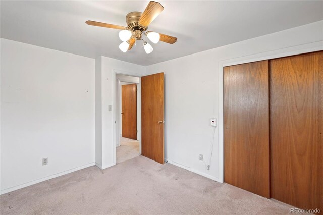 2043 Patrician Way, Colorado Springs, CO 80909 - unfurnished bedroom featuring carpet flooring, a closet, baseboards, and a ceiling fan