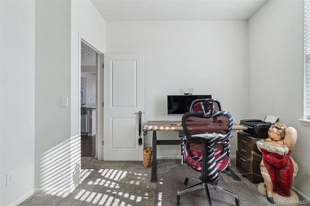 view of carpeted home office