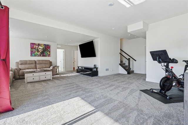 workout room with carpet floors