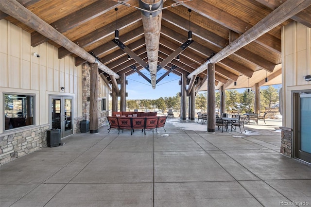 view of patio / terrace featuring french doors and outdoor lounge area