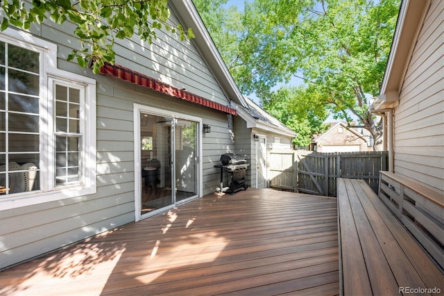 wooden terrace with grilling area