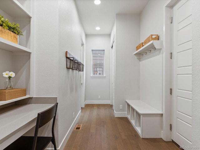 9378 E 60th Pl, Denver, CO 80238 - mudroom with recessed lighting, baseboards, and hardwood / wood-style flooring