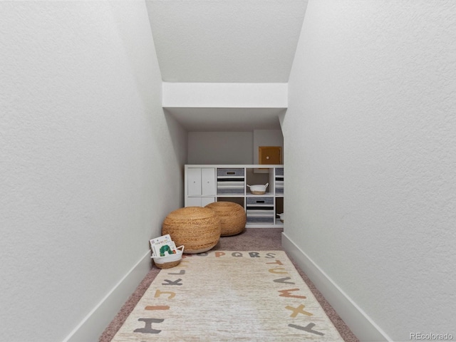 9378 E 60th Pl, Denver, CO 80238 - hall with baseboards, carpet flooring, and a textured wall