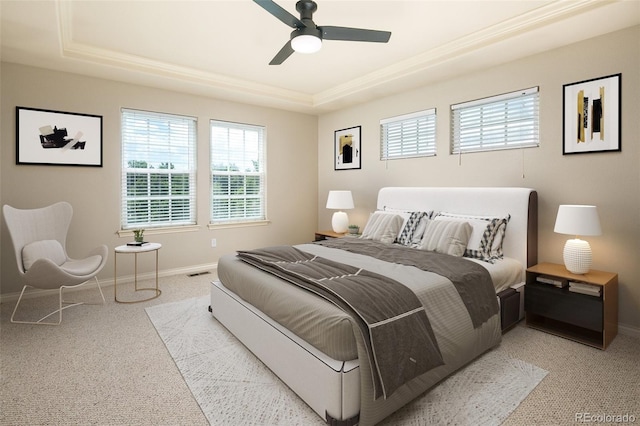 1067 Uinta Way Unit 1067, Denver, CO 80230 - carpeted bedroom featuring a tray ceiling and a ceiling fan