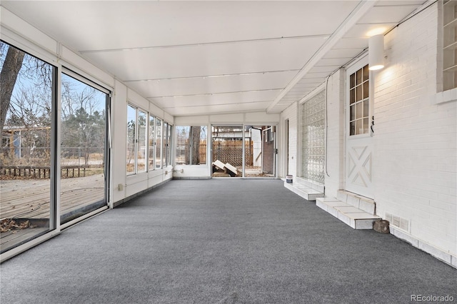 view of unfurnished sunroom