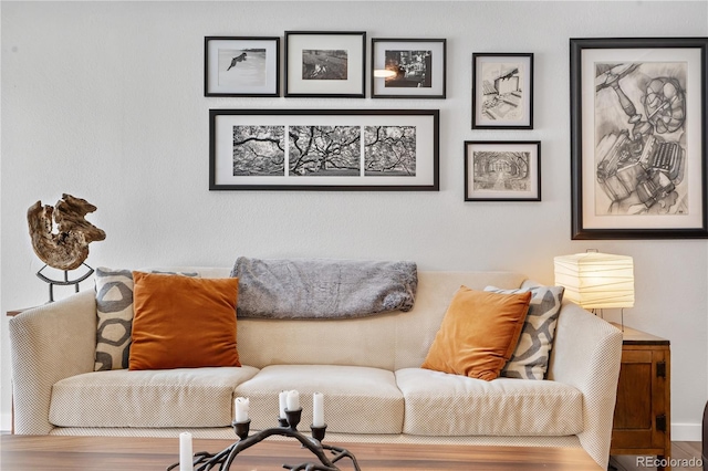 living room featuring wood-type flooring