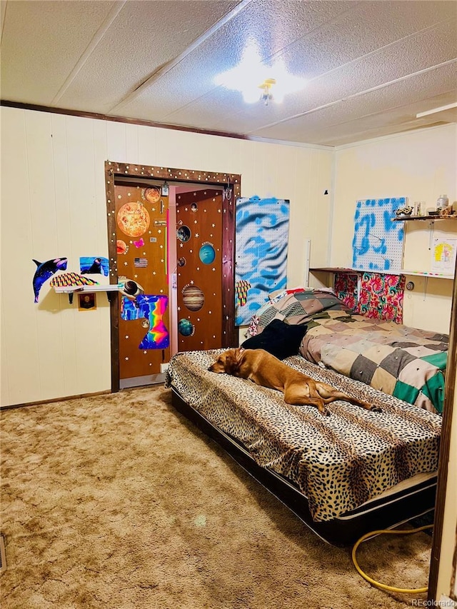 745 Cedar Ave, Cedaredge, CO 81413 - carpeted bedroom featuring a textured ceiling