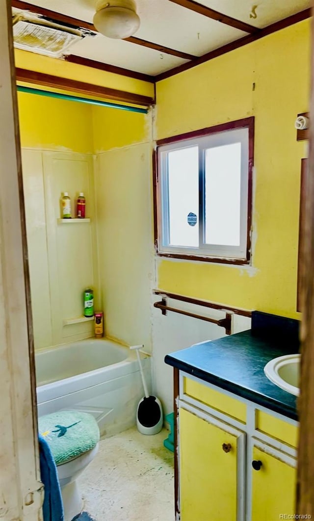745 Cedar Ave, Cedaredge, CO 81413 - full bath featuring vanity, tub / shower combination, and toilet
