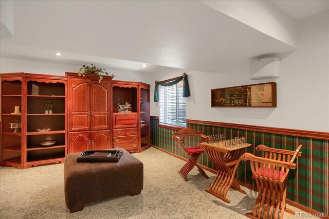 6112 Alkire Ct, Arvada, CO 80004 - sitting room featuring carpet flooring, a wainscoted wall, and recessed lighting