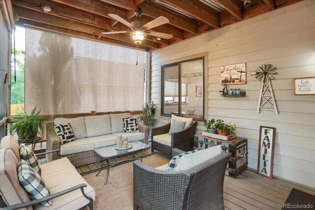 6112 Alkire Ct, Arvada, CO 80004 - sunroom / solarium featuring outdoor lounge area and ceiling fan