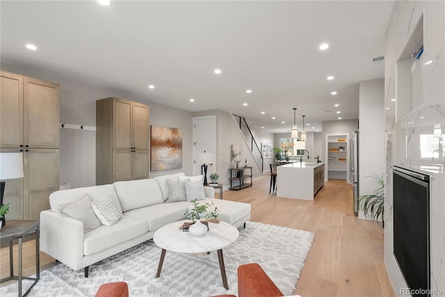 living room featuring light hardwood / wood-style floors