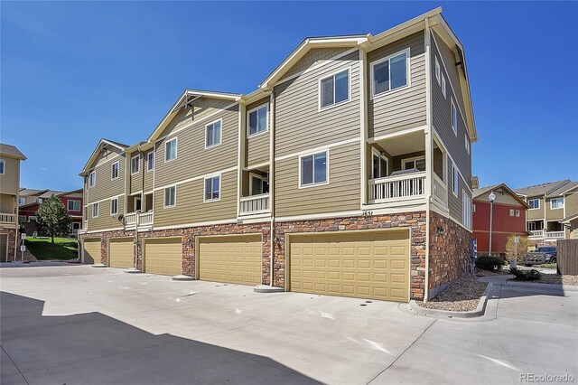 exterior space with a garage