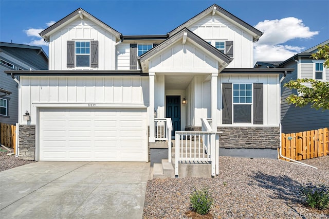 view of front of property with a garage