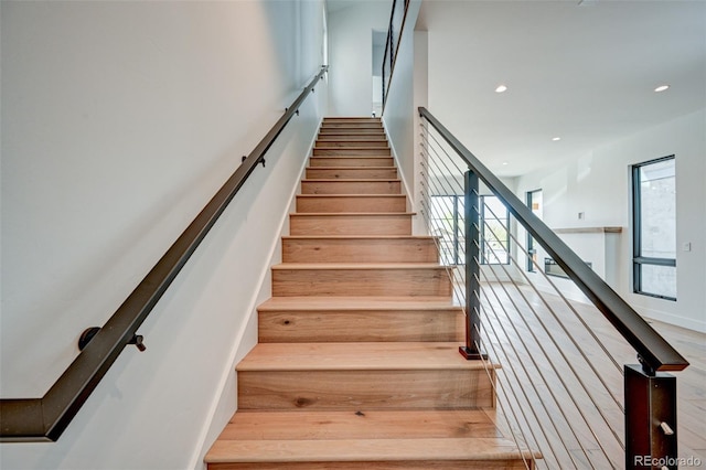 420 E Arkansas St, Buena Vista, CO 81211 - staircase with recessed lighting and wood finished floors