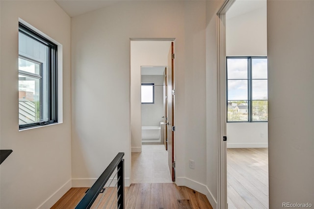 420 E Arkansas St, Buena Vista, CO 81211 - hallway with healthy amount of natural light, light wood-style flooring, and baseboards