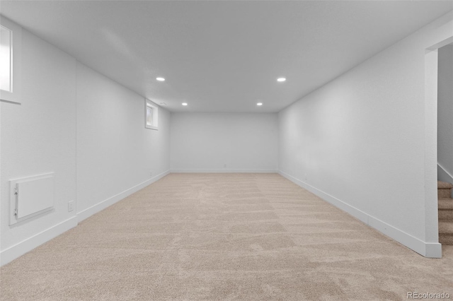 3036 Wolff St S, Denver, CO 80236 - finished below grade area with recessed lighting, stairs, and light carpet