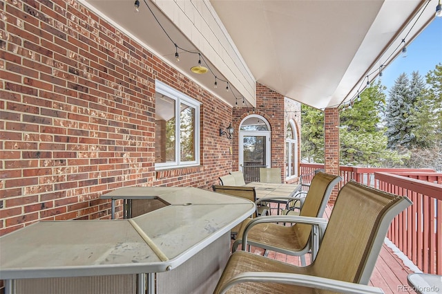 view of patio featuring a wooden deck