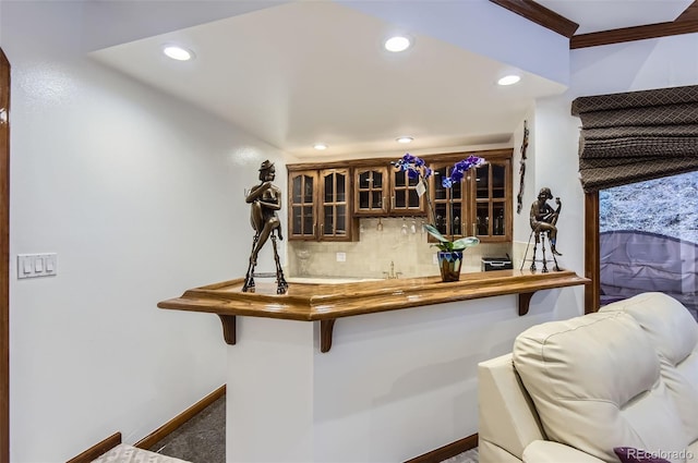 4681 S Columbine Ct, Cherry Hills Village, CO 80113 - indoor wet bar with recessed lighting and backsplash