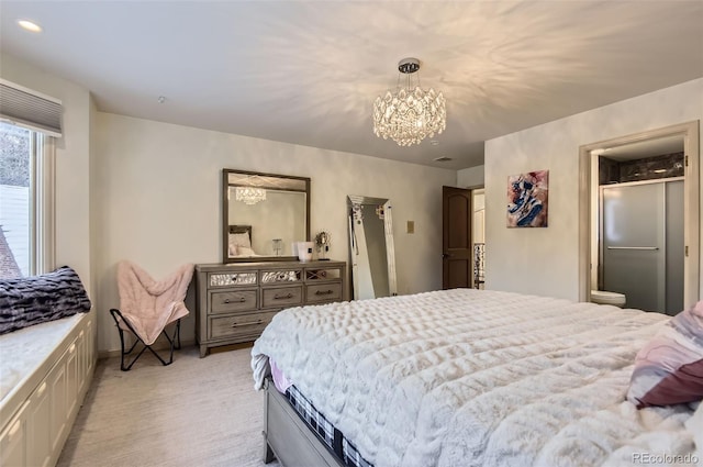 4681 S Columbine Ct, Cherry Hills Village, CO 80113 - bedroom featuring light colored carpet and a chandelier
