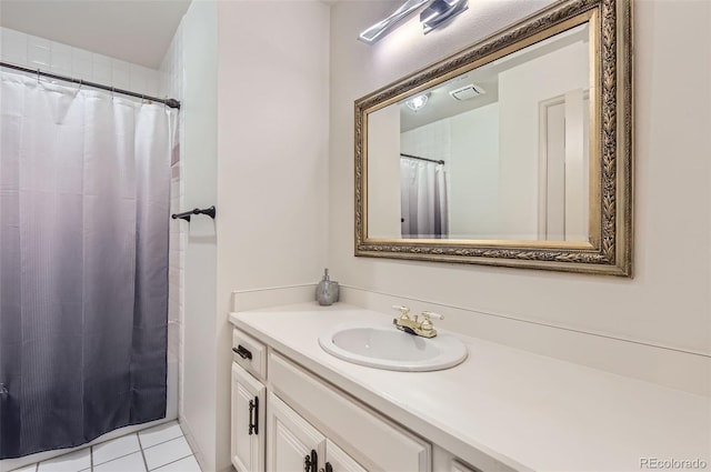 4681 S Columbine Ct, Cherry Hills Village, CO 80113 - full bath with vanity, tile patterned flooring, and curtained shower