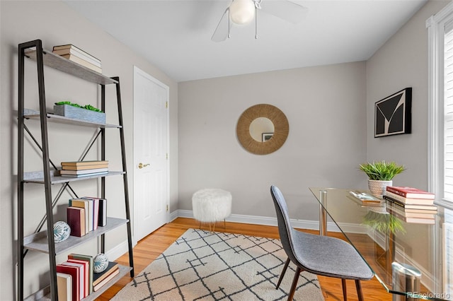 2867 Jasmine St, Denver, CO 80207 - office with a ceiling fan and wood finished floors